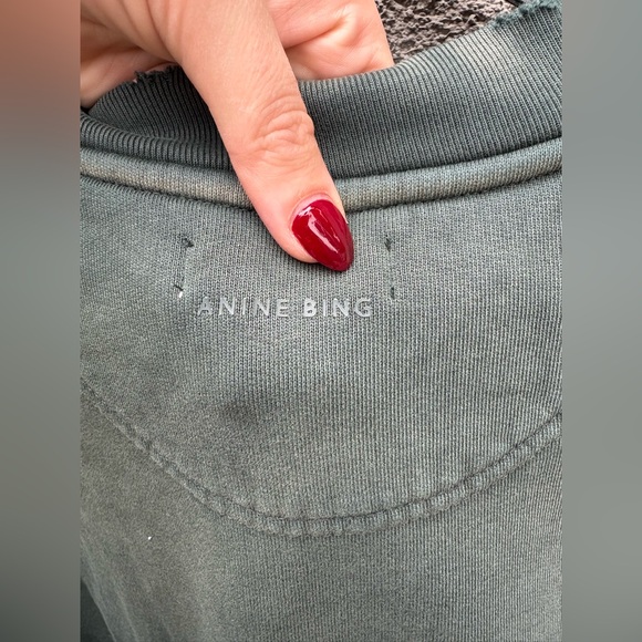 Anine Bing Jaci Sweatshirt in Washed Faded Green Size Medium - Picture 10 of 12